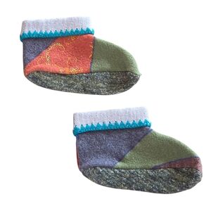 Artisan Patchwork Felted Wool Slippers ONE OF A KIND NEW 7-8